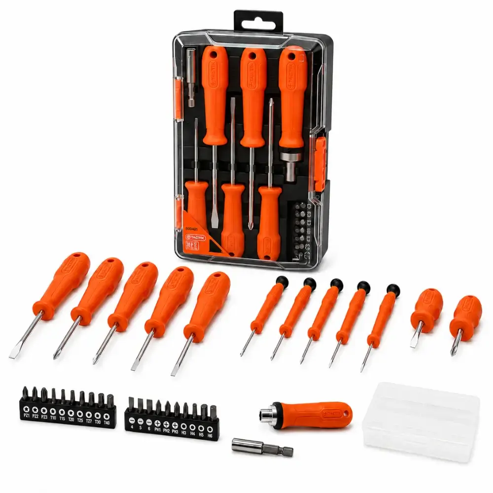 Jogo de chaves de fenda e bits kit com 34 peças 900401 Tactix — fotografia de referência