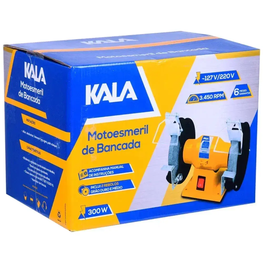 Moto esmeril de bancada 6 300W 3450RPM bivolt Kala — fotografia 10