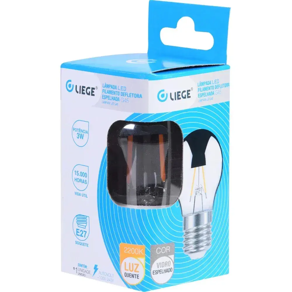 Lâmpada led filamento espelhado globo G45 bivolt Liege — fotografia 10