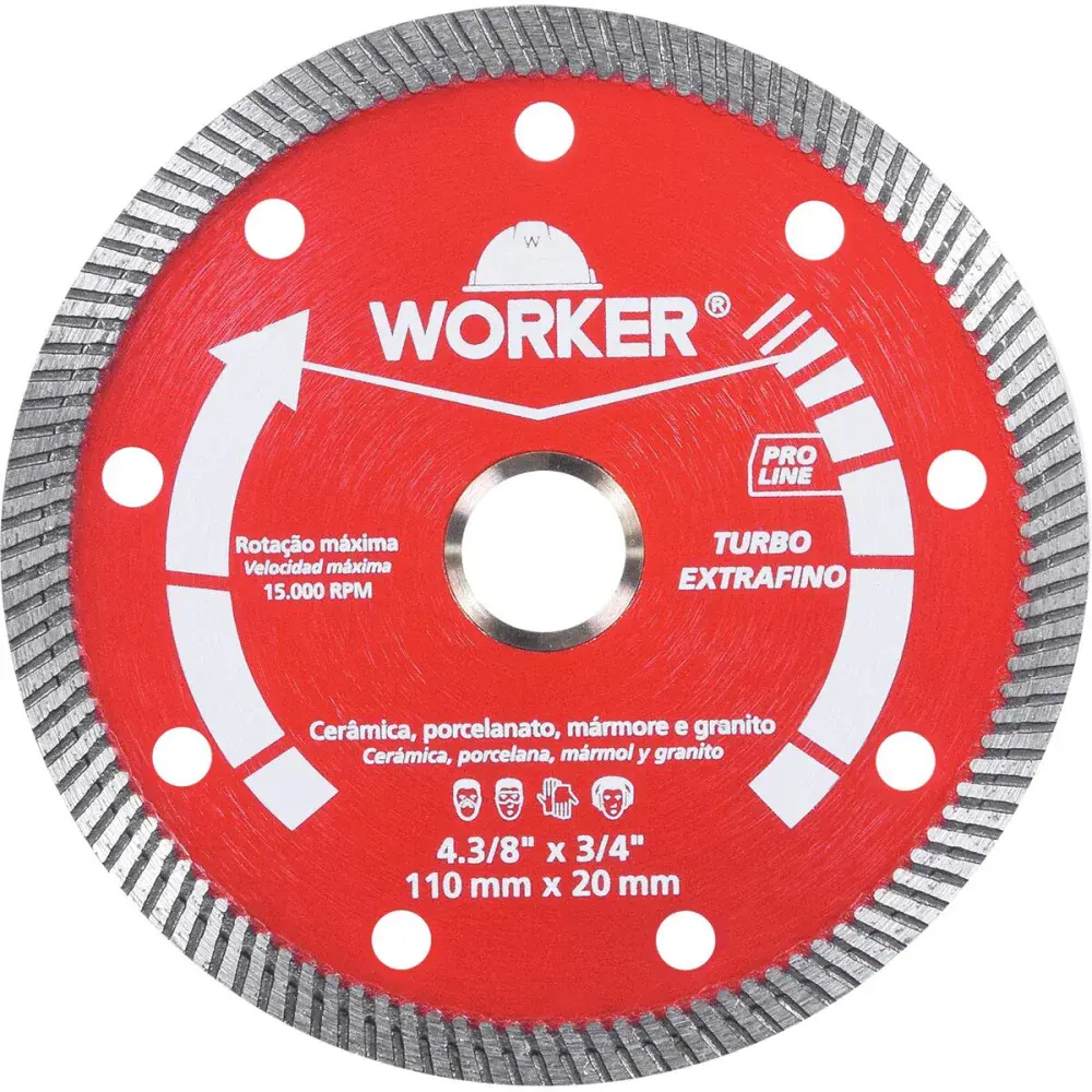 Disco de corte diamantado turbo extrafino 3/4 1,2MM Worker