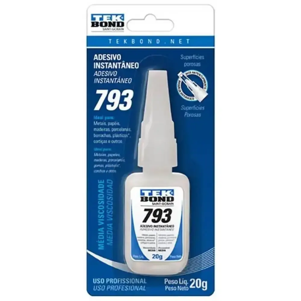 Adesivo instantâneo multiuso com bico anti entupimento 20G 793 Tekbond — fotografia 2
