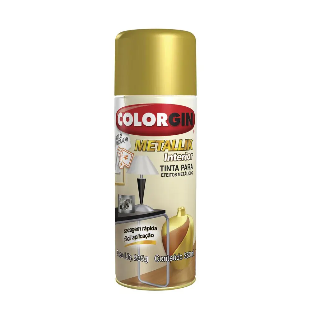 Tinta spray metallik interior ouro Colorgin — fotografia de referência