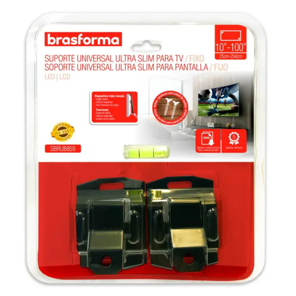 Suporte fixo universal para tv de 10” a 100” preto da Brasforma — fotografia 2
