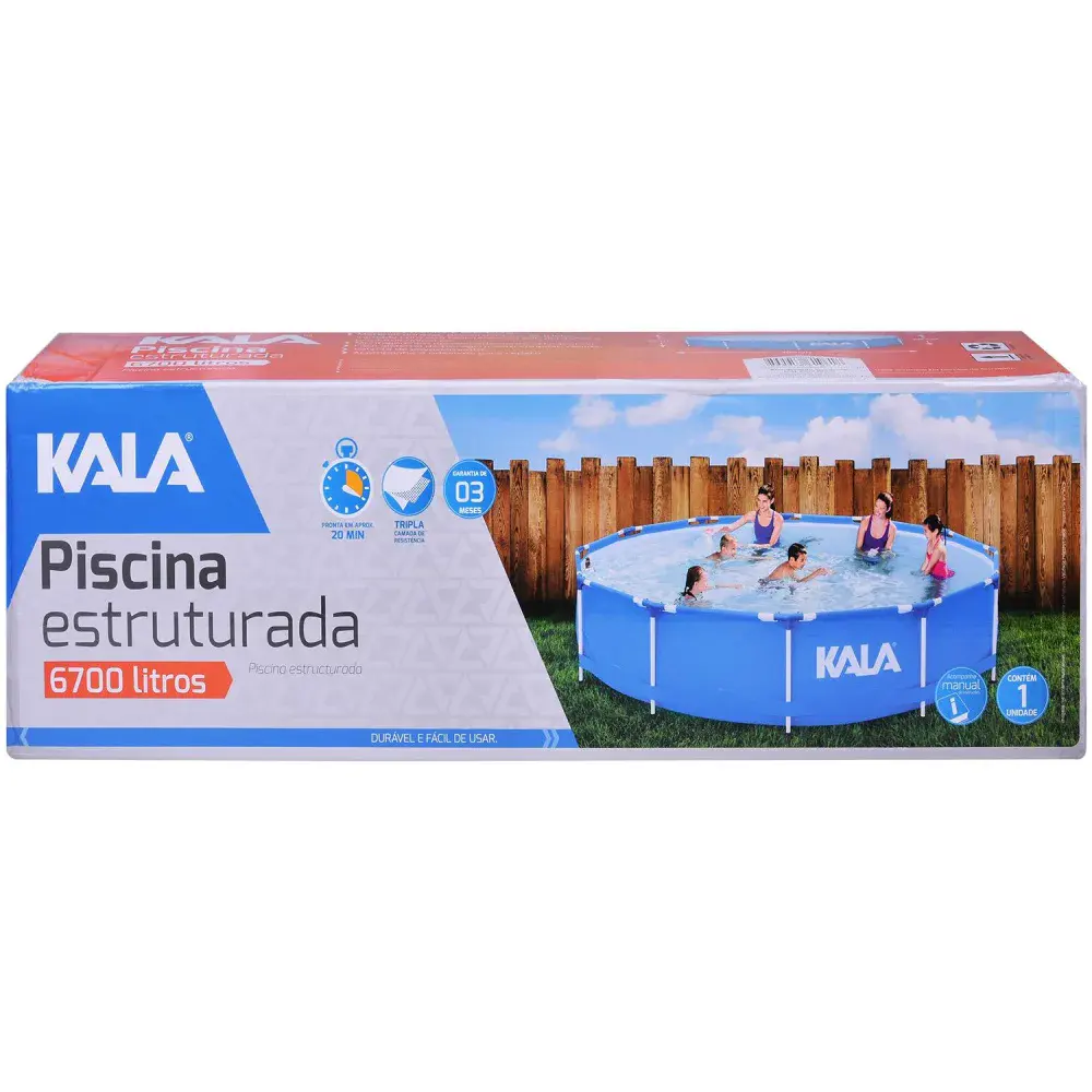 Piscina estruturada 6700L em pvc tripla camada com kit reparo Kala — fotografia 3
