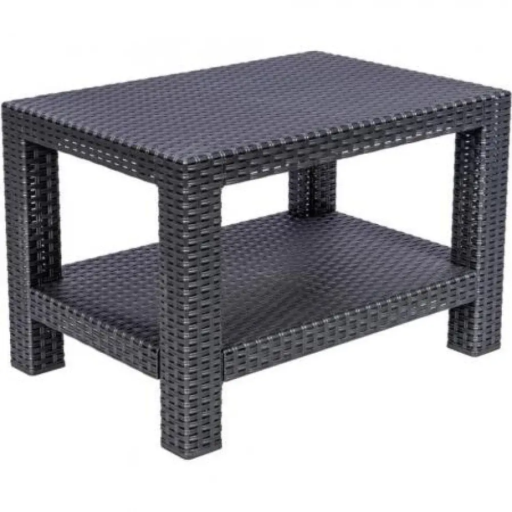 Conjunto mesa e sofá de rattan com 2 poltronas chumbo Aquaplas — fotografia 4