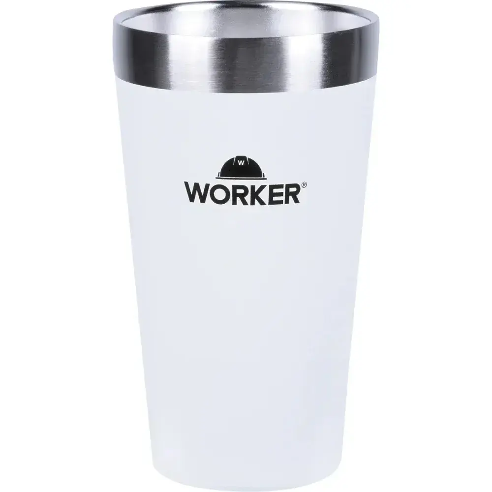 Copo térmico em aço inoxidável branco e preto 473ML Worker — fotografia 8