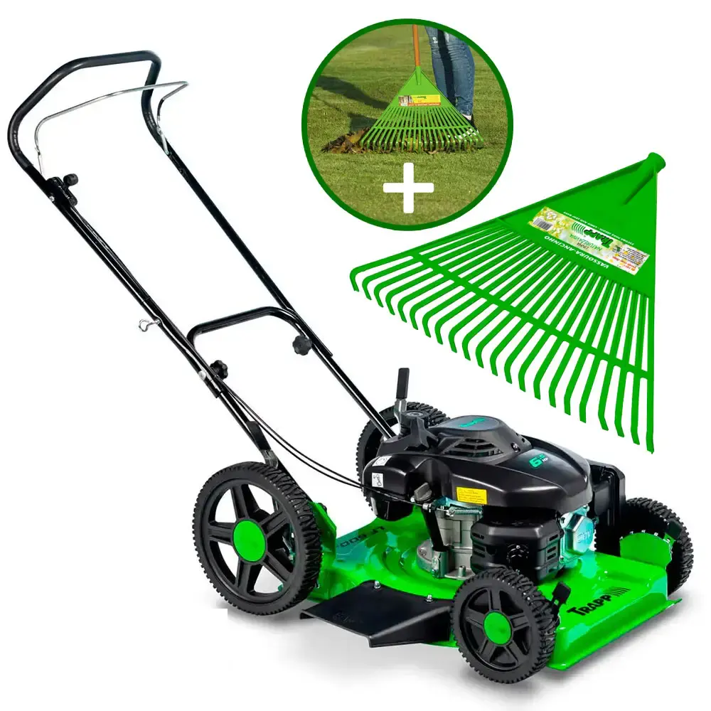 Cortador de grama gasolina 6.5 HP 4T roda alta 4T LF-600RM Trapp com vassoura FJ-1010