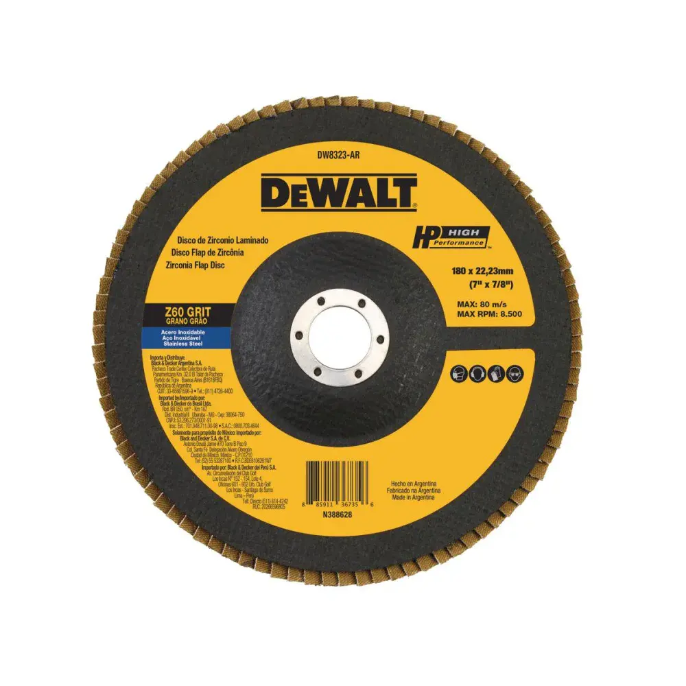 Disco de flap fibra cônico 7" x 7/8" G60 Dewalt — fotografia de referência