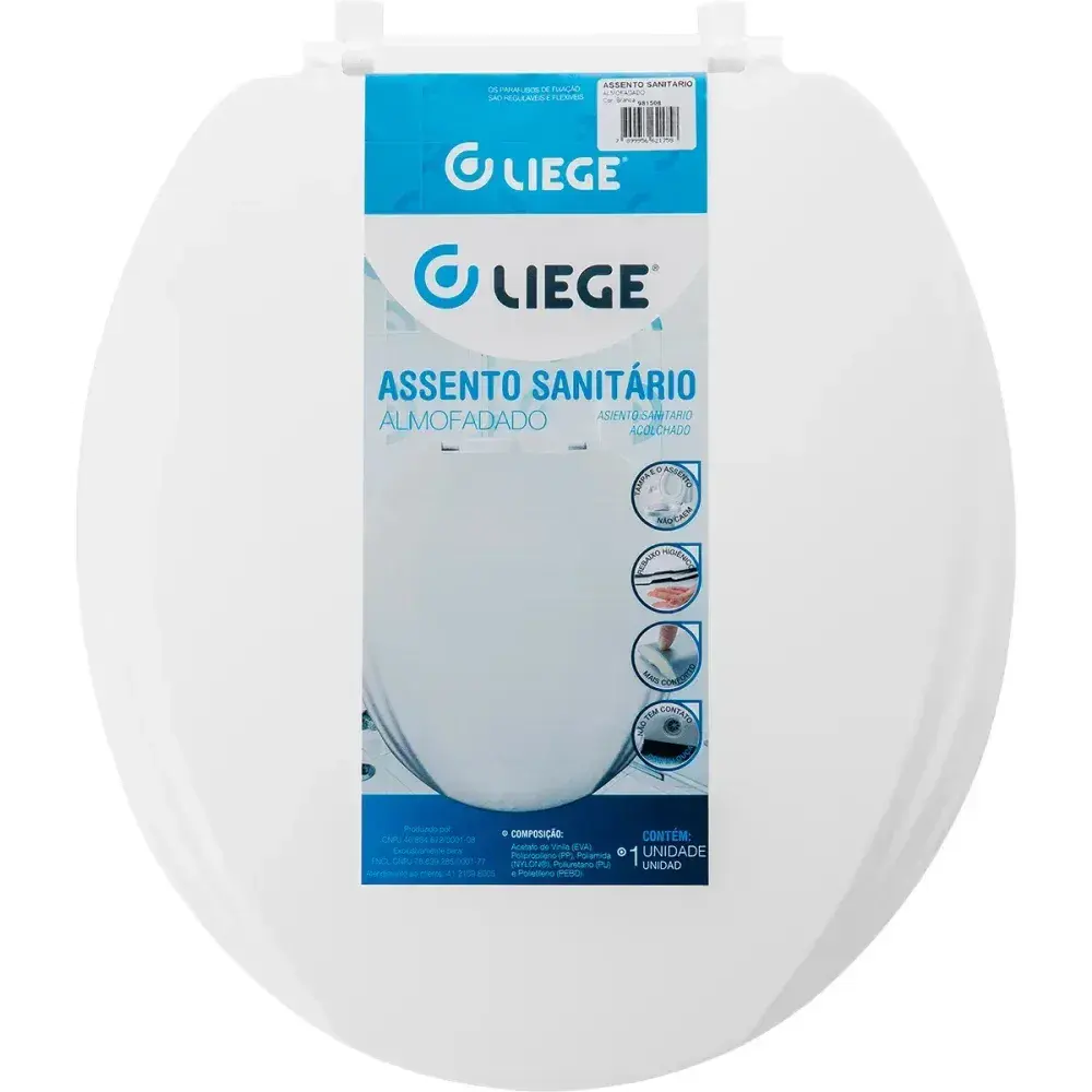 Assento sanitário de plástico almofadado branco Liege — fotografia 4