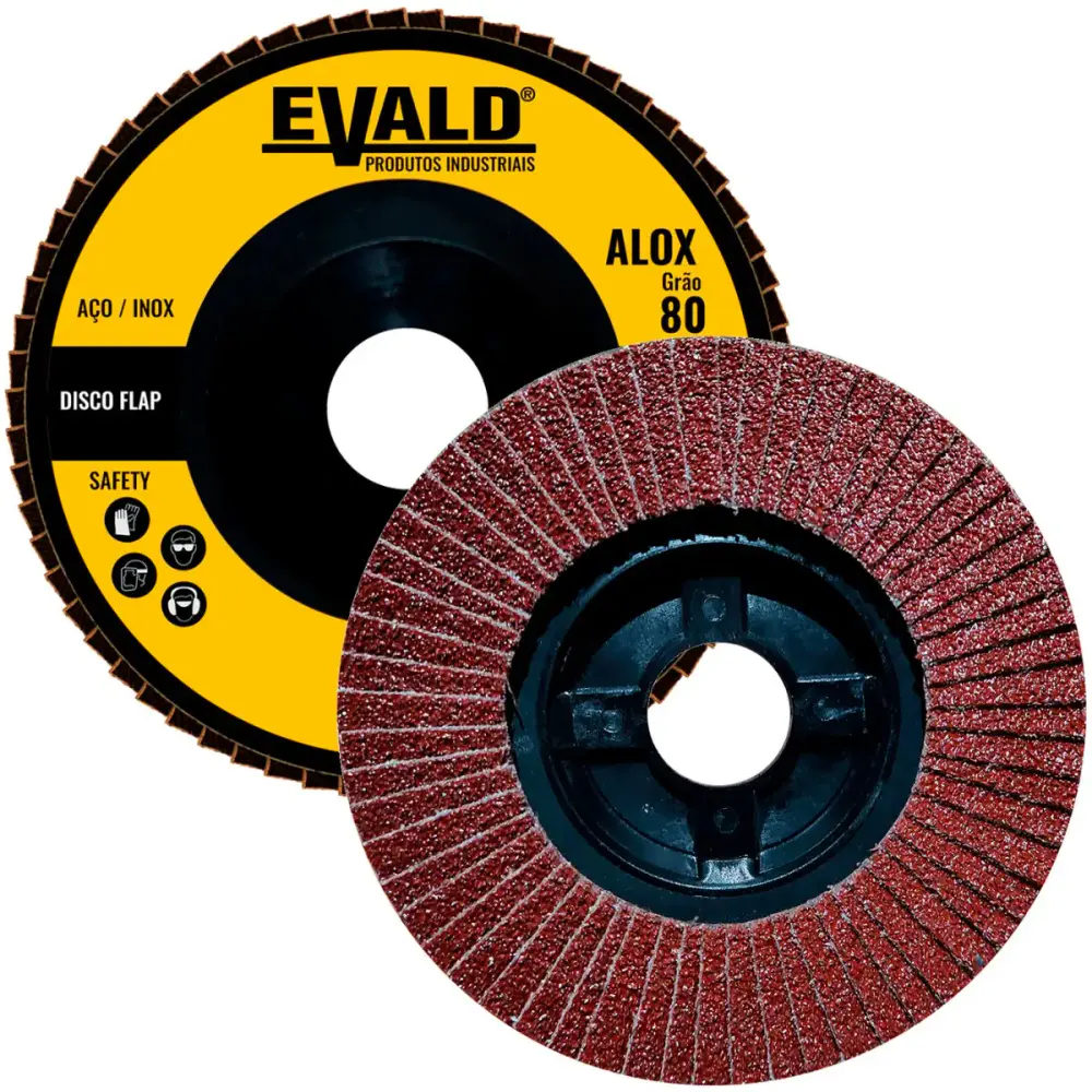 Disco de lixa flap 4.1/2 POL 115 MM aço inox grão 80 oxido de alumínio alox kit 10 peças Evald — fotografia 4