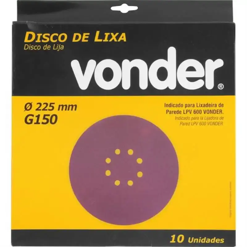 Disco de lixa para lixadeira de teto LPV600 grão 150 com 10 unidades Vonder — fotografia de referência