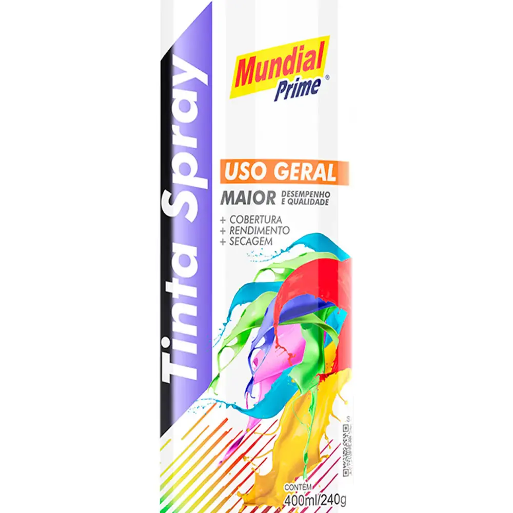 Tinta spray 400ML branco fosco AE01000094 Mundial prime — fotografia 3