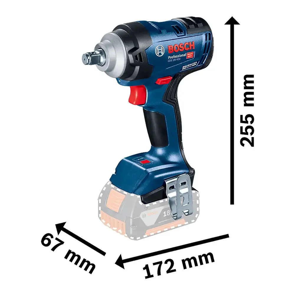 Chave de impacto à bateria 18V 1/2 POL 400NM 18V-400 2 baterias 4,0AH, carregador bivolt e bolsa Bosch — fotografia 4