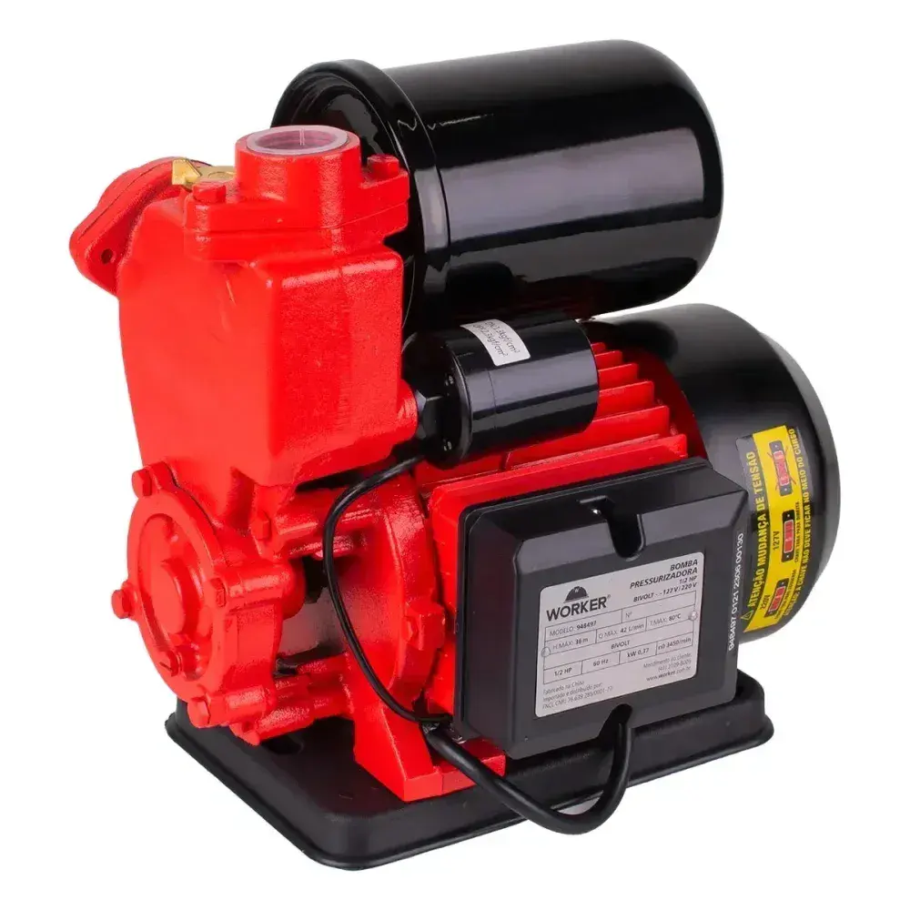 Bomba d'água pressurizadora 1/2HP 3450RPM bivolt Worker