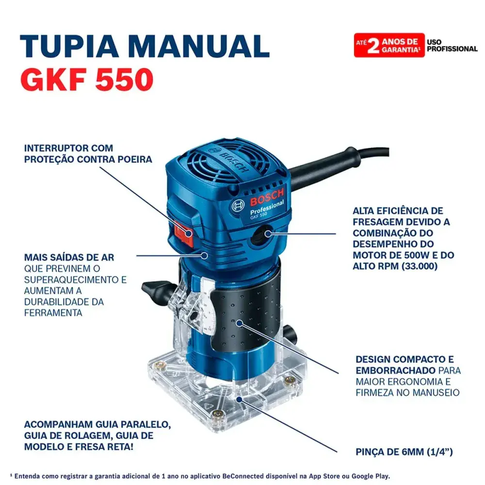 Mini tupia manual 550W GKF550 127V Bosch — fotografia 6