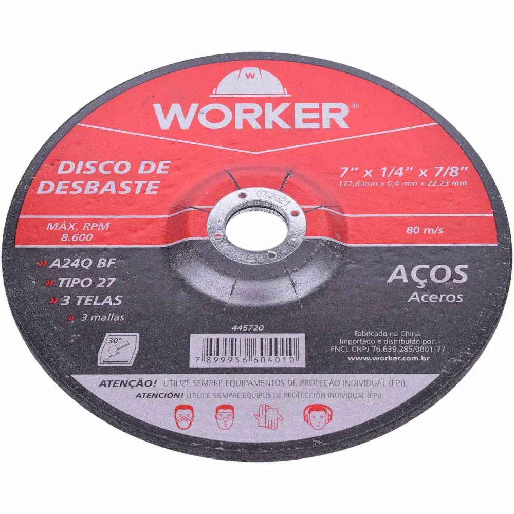 Disco desbaste 7 x 177,8 mm ferro Worker — fotografia 3