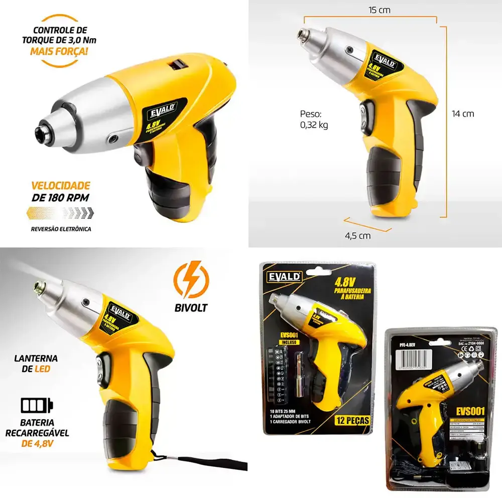 Gerador de energia a gasolina 3,1 kva bivolt partida manual TG3200CXR Toyama com parafusadeira 4,8V torque 3NM evald — fotografia 4
