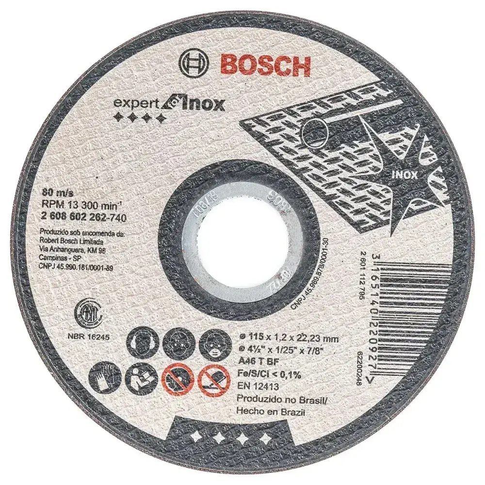 Disco de corte expert inox 115 x 1,2MM com centro reto Bosch — fotografia 2