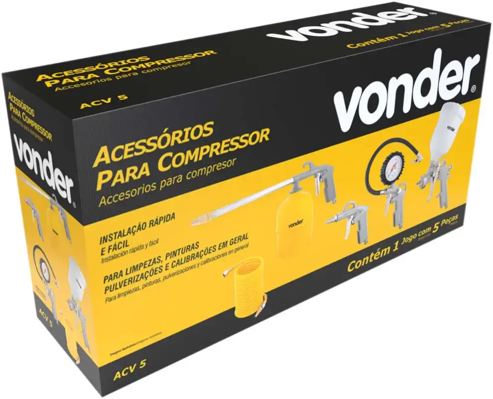 Jogo de acessórios para compressor com 5 peças ACV-5 Vonder — fotografia 5