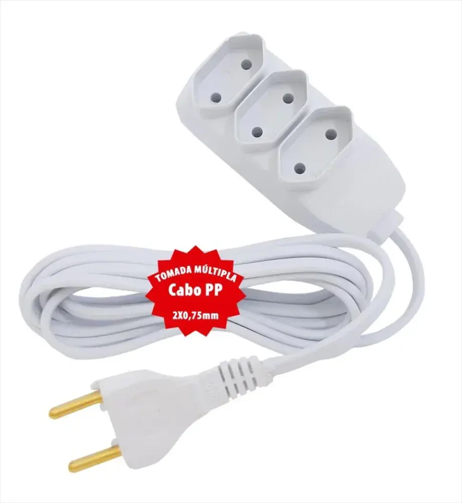 Extensão elétrica pp 2X0,75MM 10 metros branco lider plus — fotografia de referência