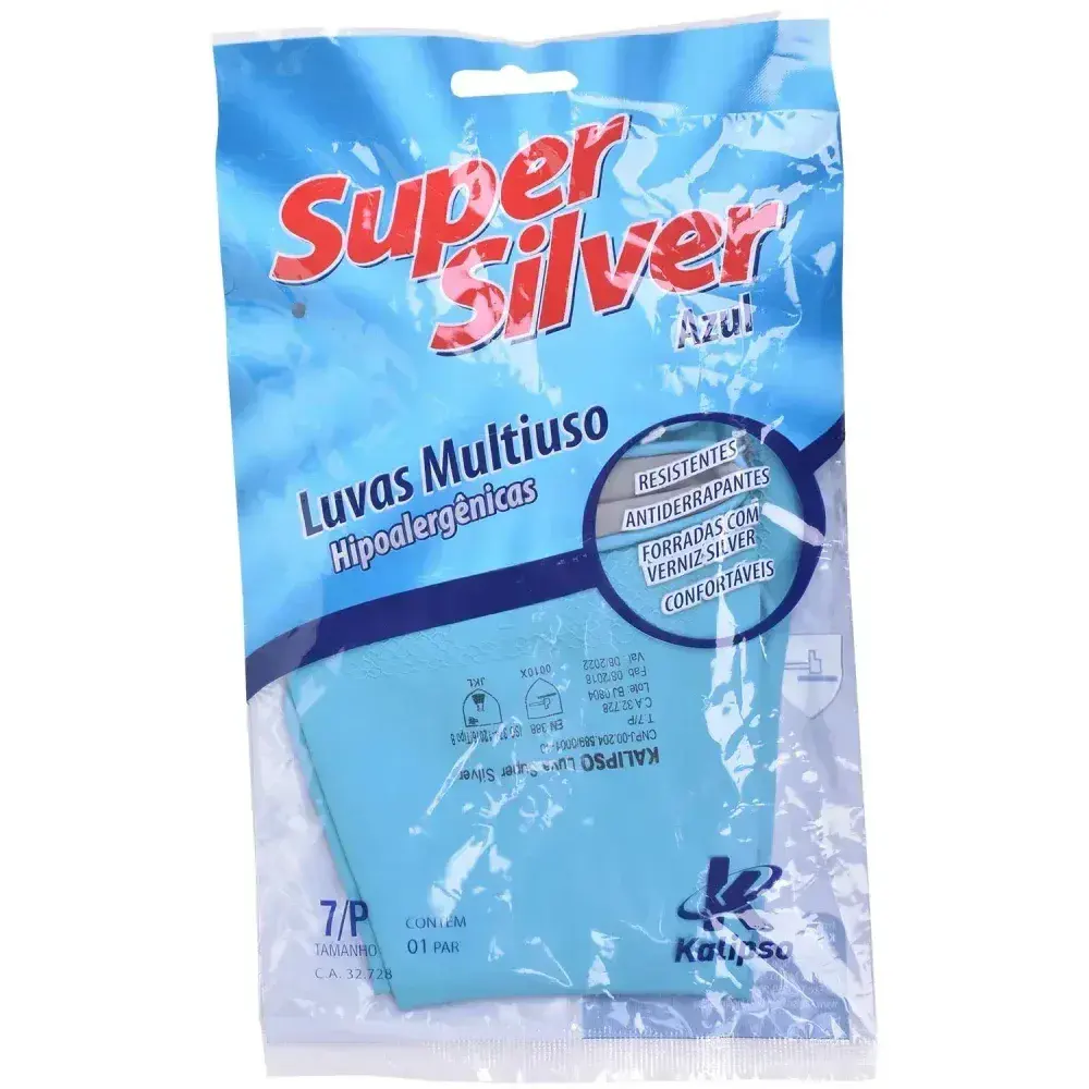 Luva latex azul com forro super silver tamanho xg Kalipso — fotografia 8