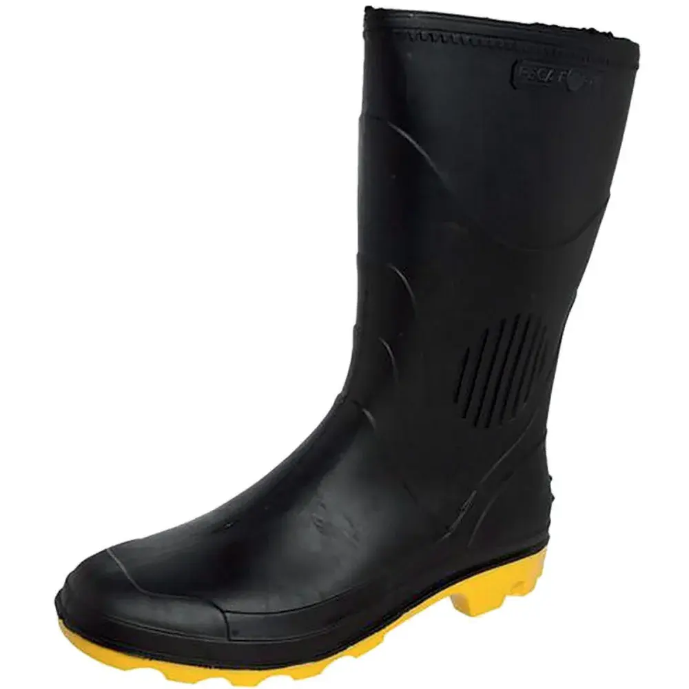 Bota pvc preto/amarelo N37 cano médio com forro Grendene — fotografia de referência