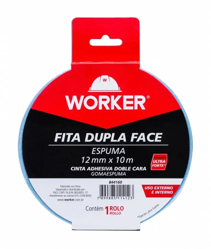 Fita dupla face espuma uso externo e interno 12MMX10M Worker — fotografia 2