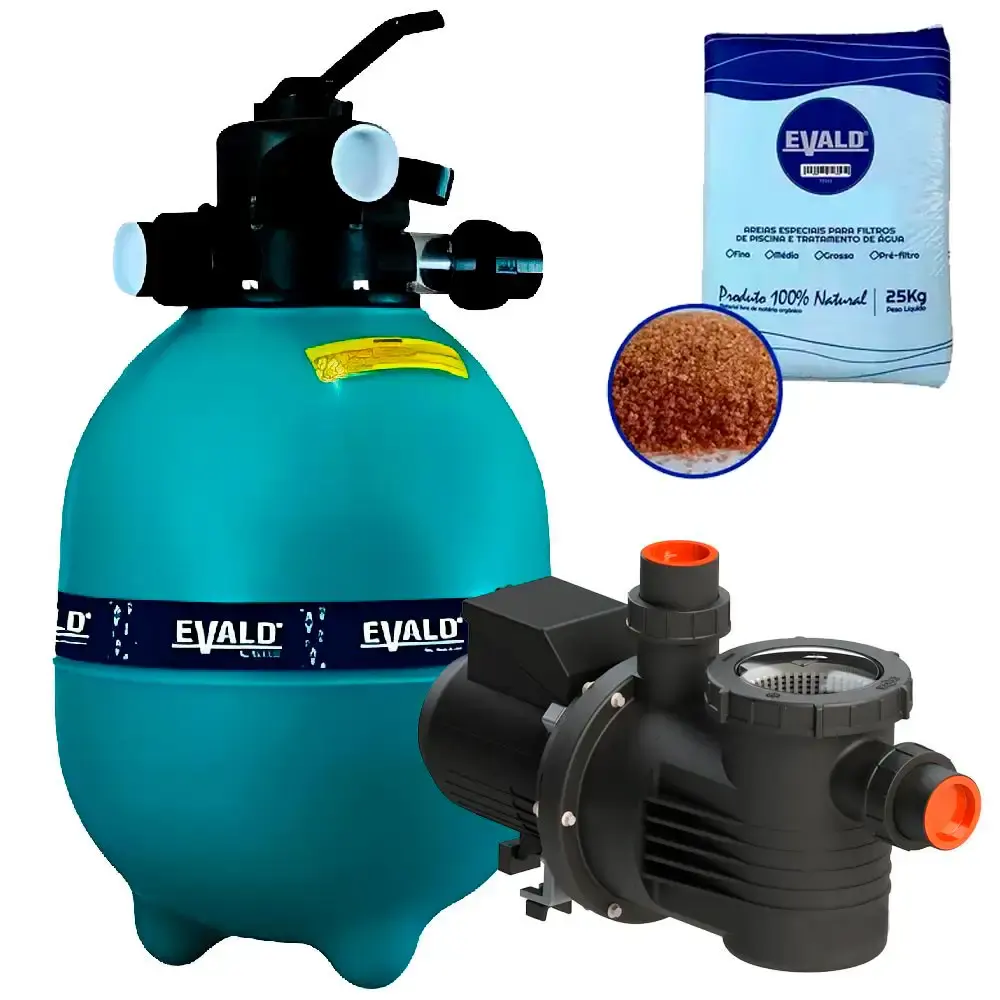 Filtro Piscina FPEV-15 com Bomba BPEV-17 1,2 CV e 25 kg Areia EVALD by DANCOR