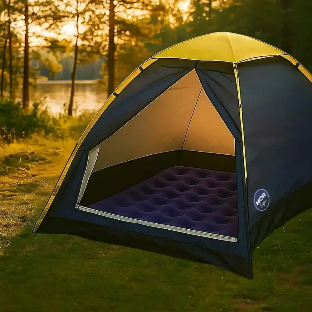 Barraca para camping iglu 4 pessoas com colchão inflável casal inflador mecânico Mor — fotografia 5