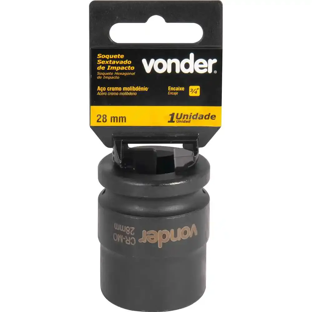 Soquete Sextavado Encaixe 3/4 polegada 28Mm cromado VONDER — fotografia 4