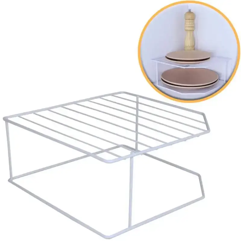 Organizador porta pratos horizontal viena 2 níveis em aço branco 990701 BEL