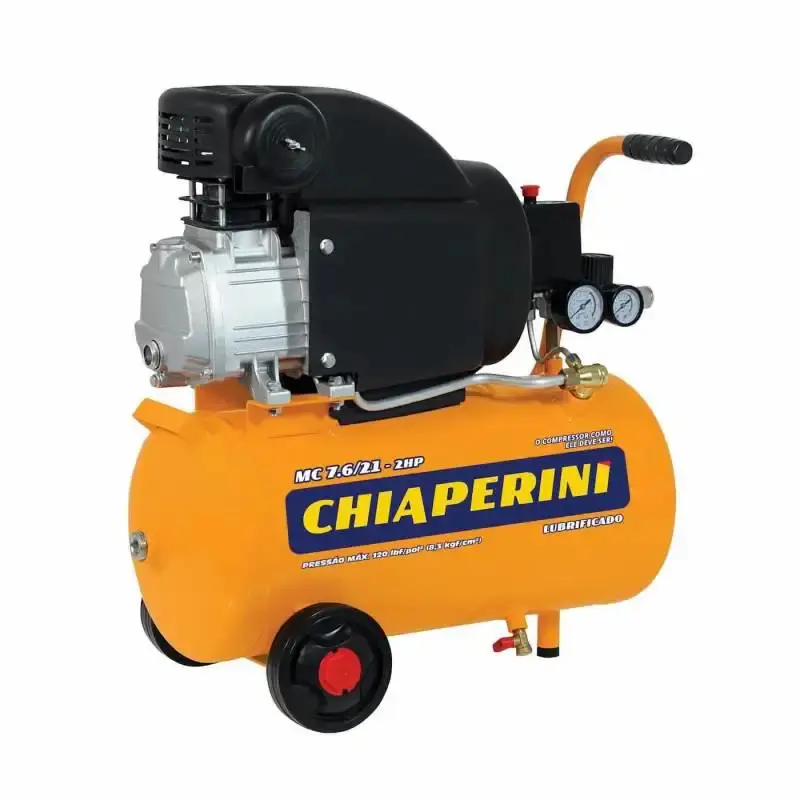 Compressor motocompressor de ar 2 HP 21 litros 7,6 PÉS MC 7.6/21 Chiaperini + kit de acessórios 220 V — fotografia 2