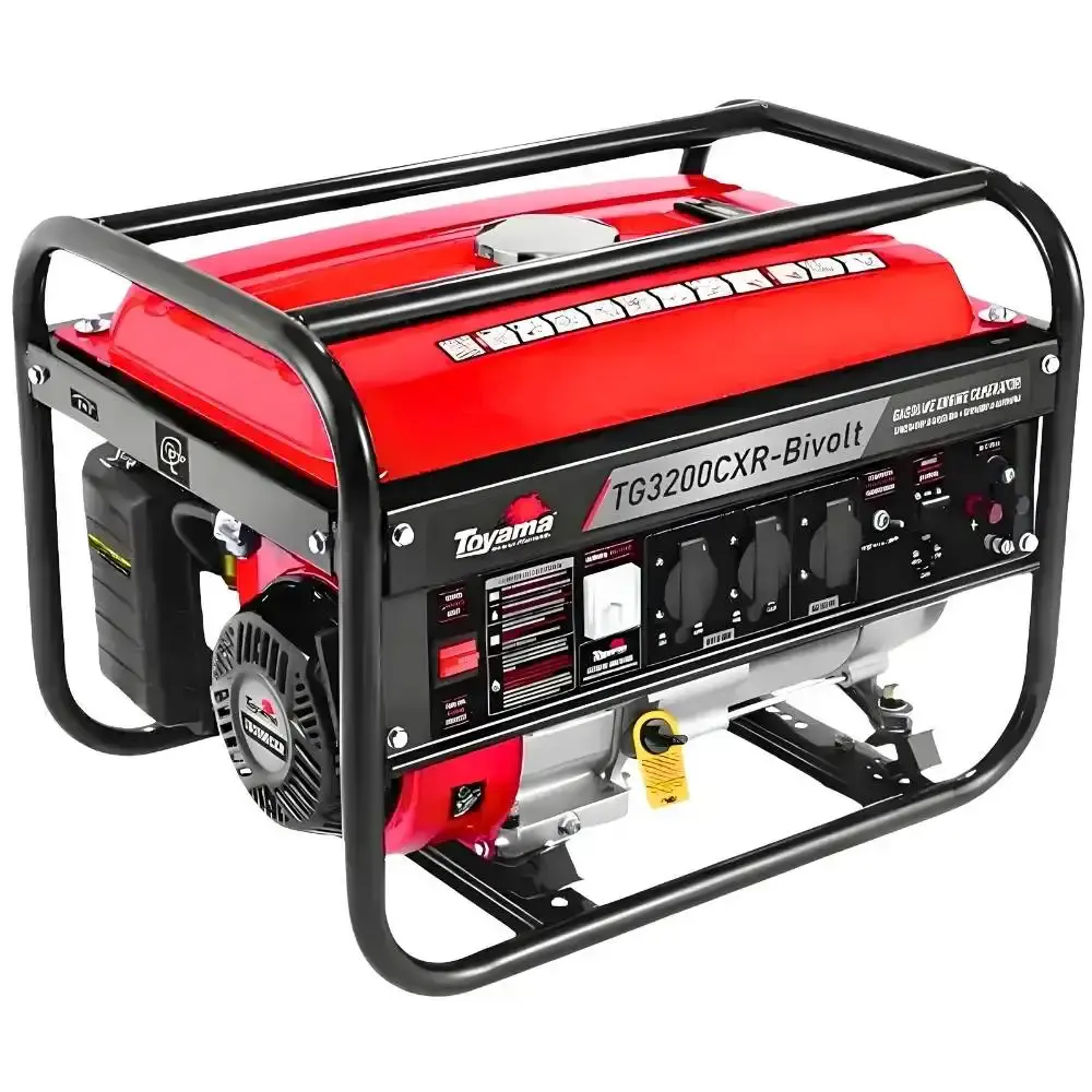 Gerador de energia gasolina 4T 3,2KVA bivolt Toyama com 2 luvas CG supertact tamanho m carbografite — fotografia 3