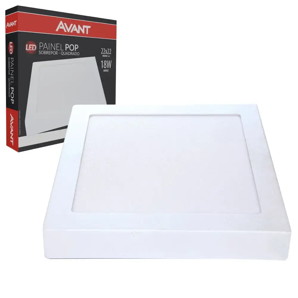 Kit 4 plafon led 6500K quadrado 18W painel sobrepor slim Avant — fotografia 2