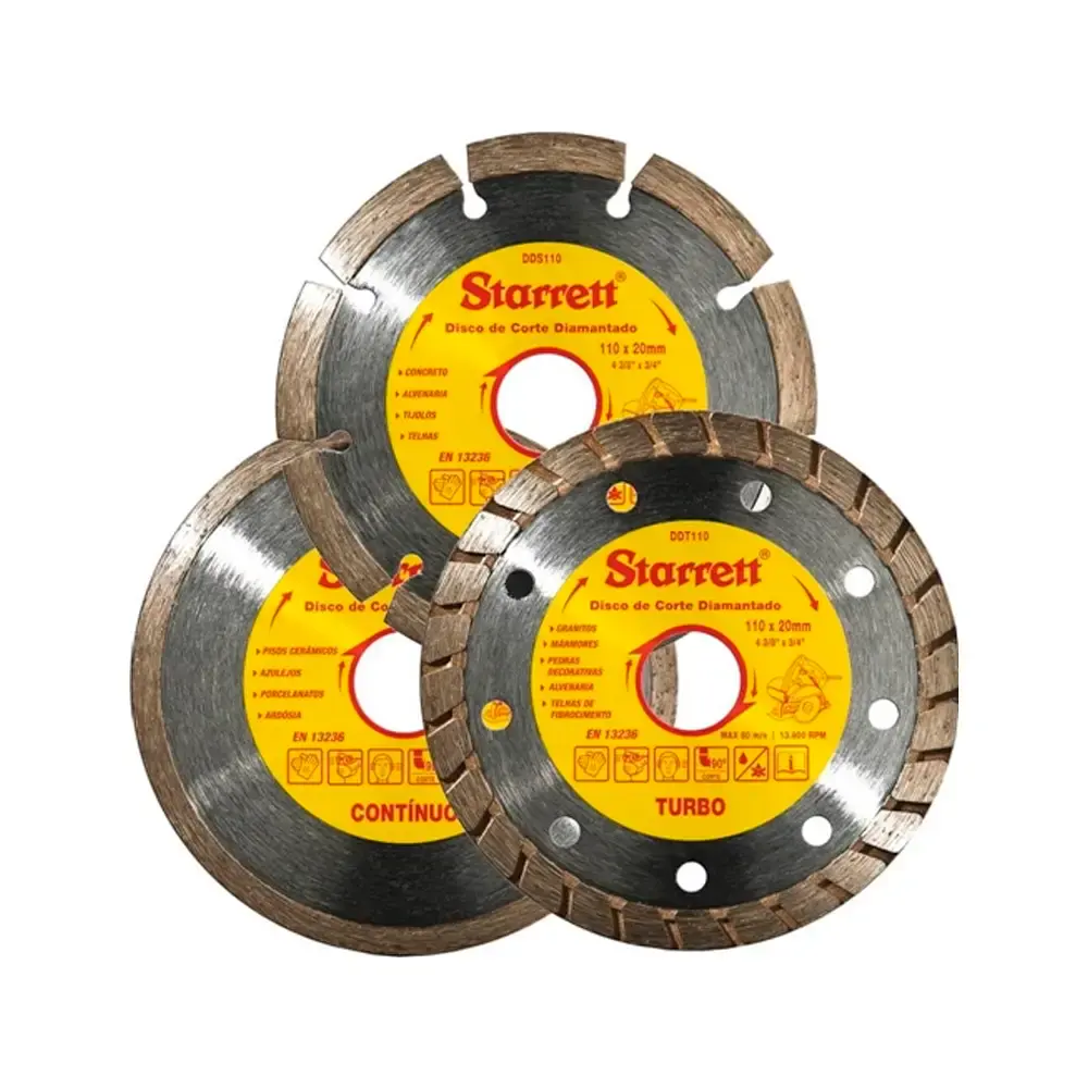 Kit discos diamantados turbo 4.3/8" com 3 peças KDDT110-3 Starrett — fotografia 2
