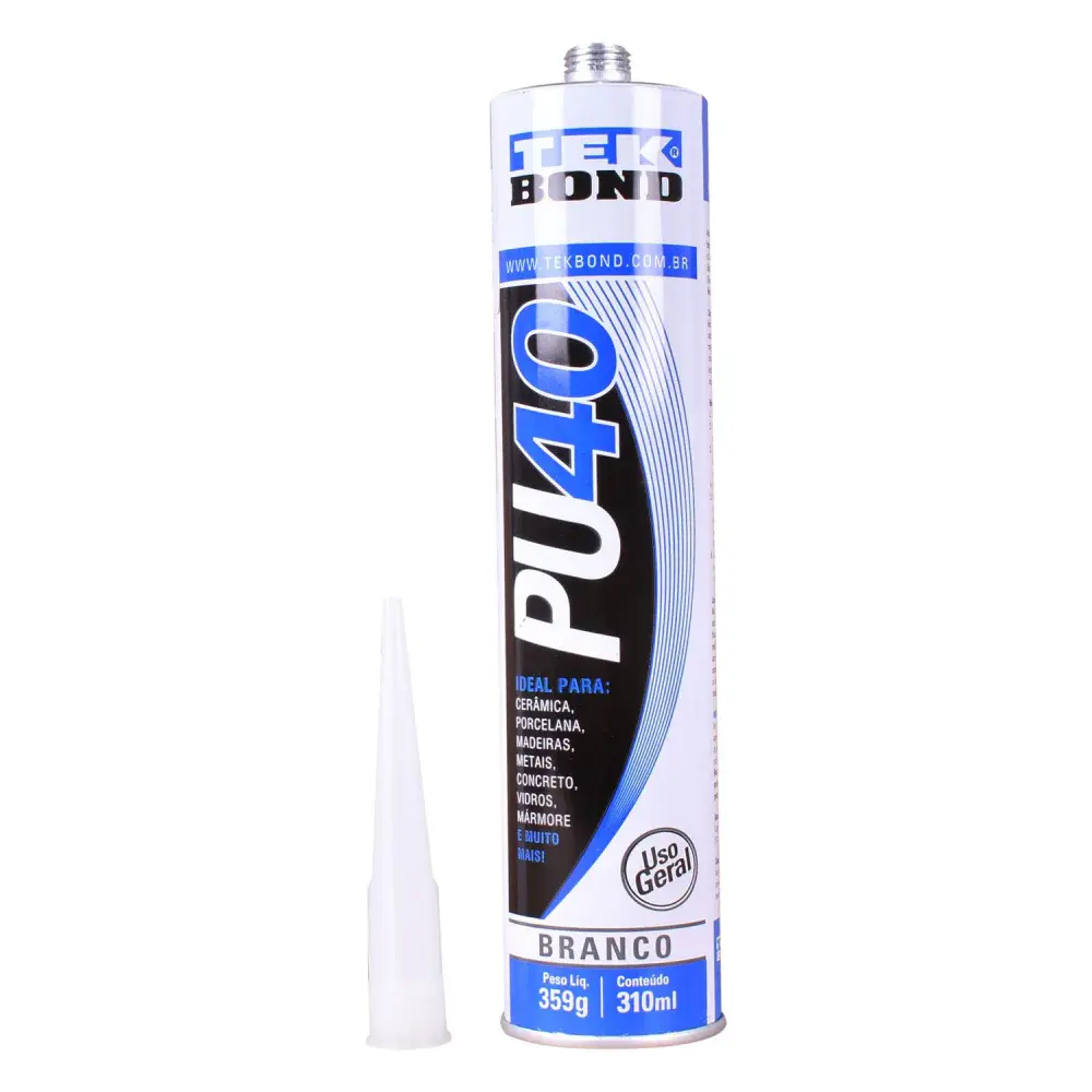 Adesivo poliuretano PU40 branco cartucho 310ML Tekbond — fotografia 2