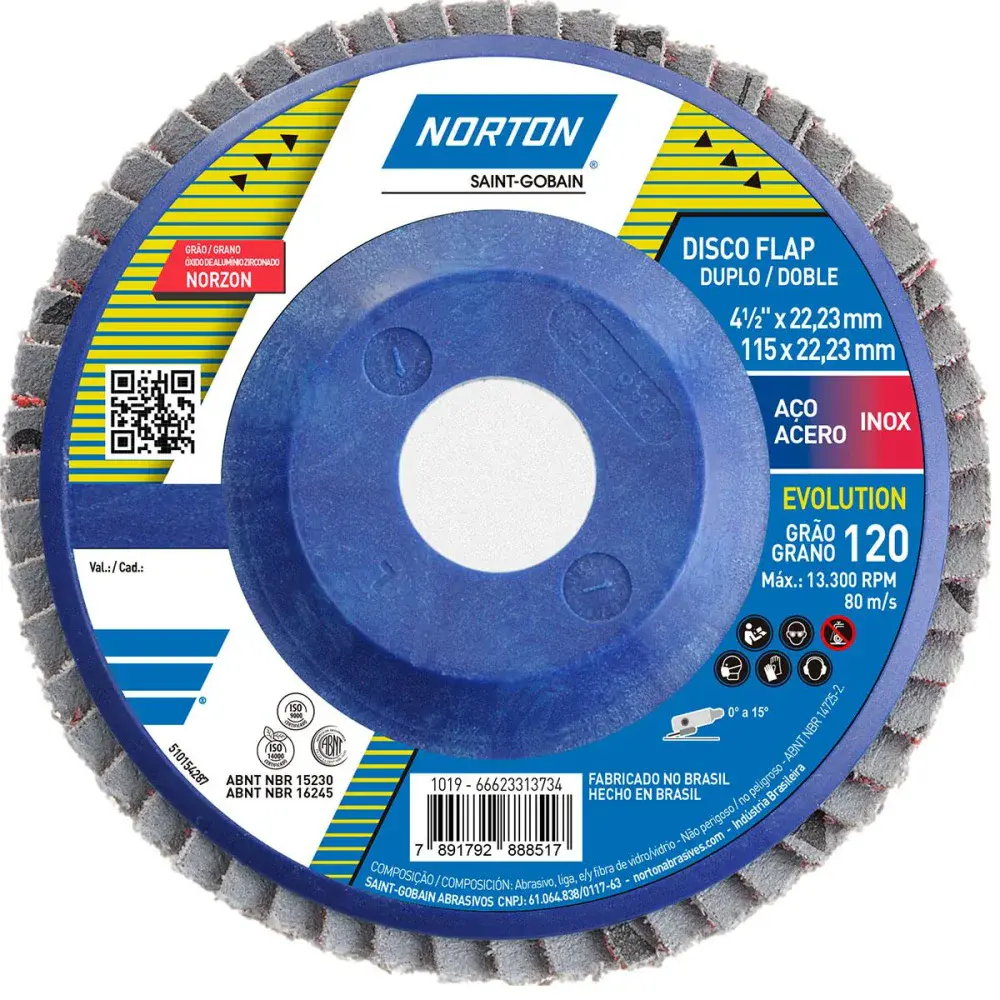 Disco flap evolution R822 G120 115X22MM Norton — fotografia de referência
