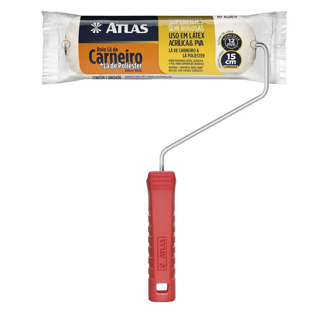 Rolo de pintura mista lã carneiro/poliéster 15CMX12MM Atlas — fotografia de referência