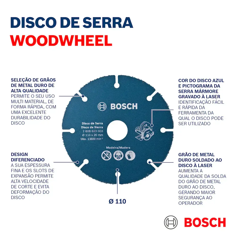 Disco de corte para serra mármore para madeira 110MM Bosch — fotografia 4
