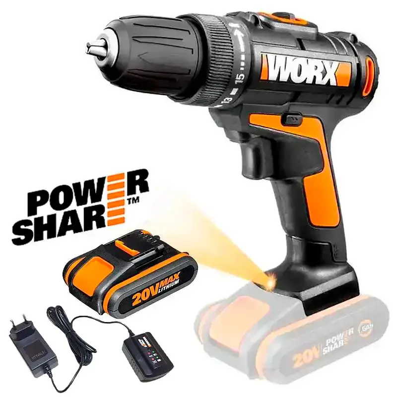 Furadeira parafusadeira WX101.9 + bateria 2.0 ah powershare e carregador bivolt Worx