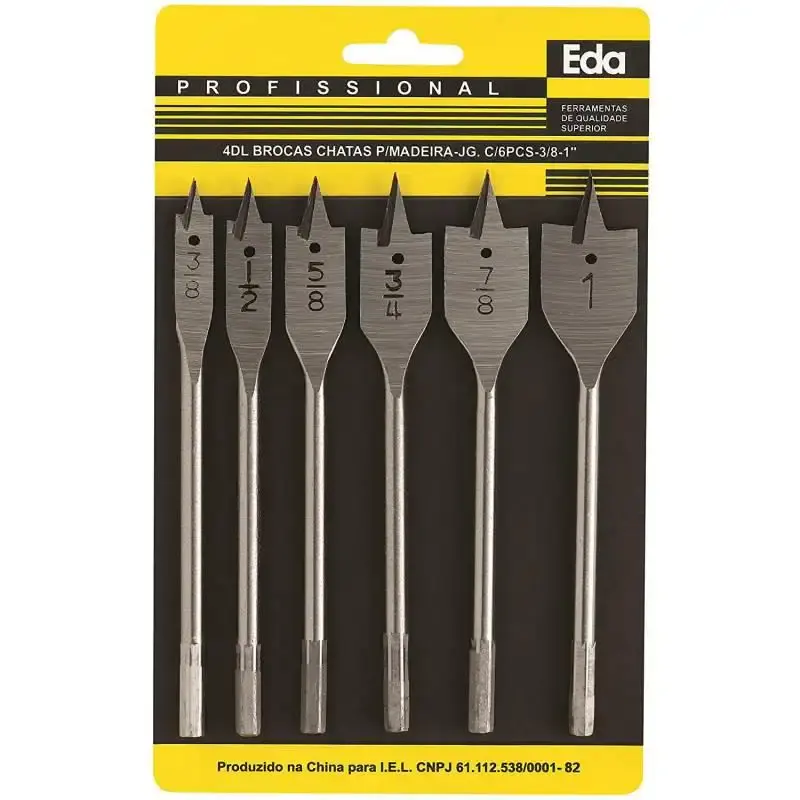 Kit de brocas chata para madeira 3/8 à 1 POL com 6 peças 4DL Eda — fotografia de referência