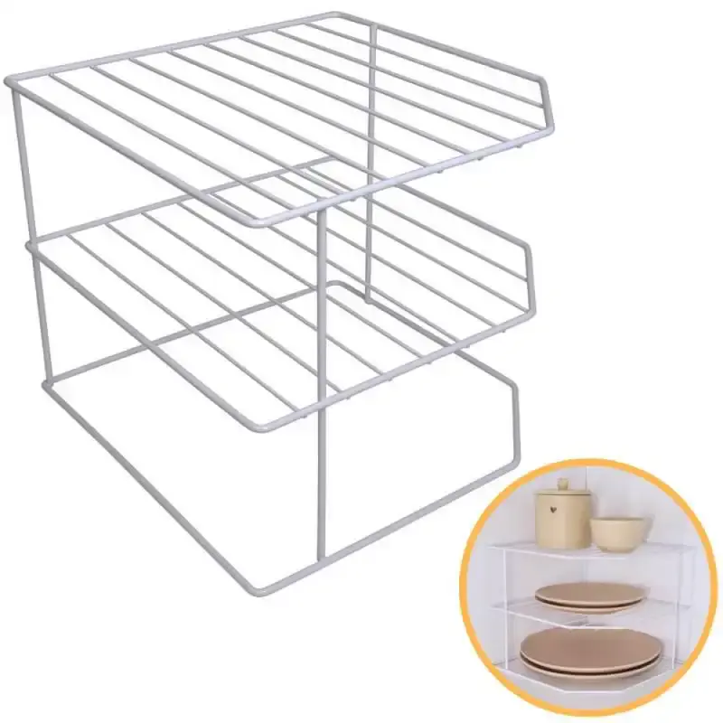 Organizador porta pratos horizontal viena 3 níveis em aço branco 990801 BEL — fotografia de referência