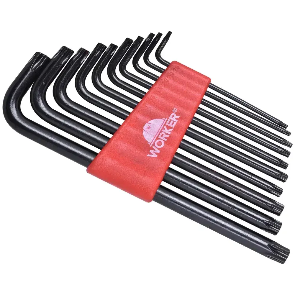 Jogo de chave torx longa T9-T50 10 peç Worker — fotografia 7