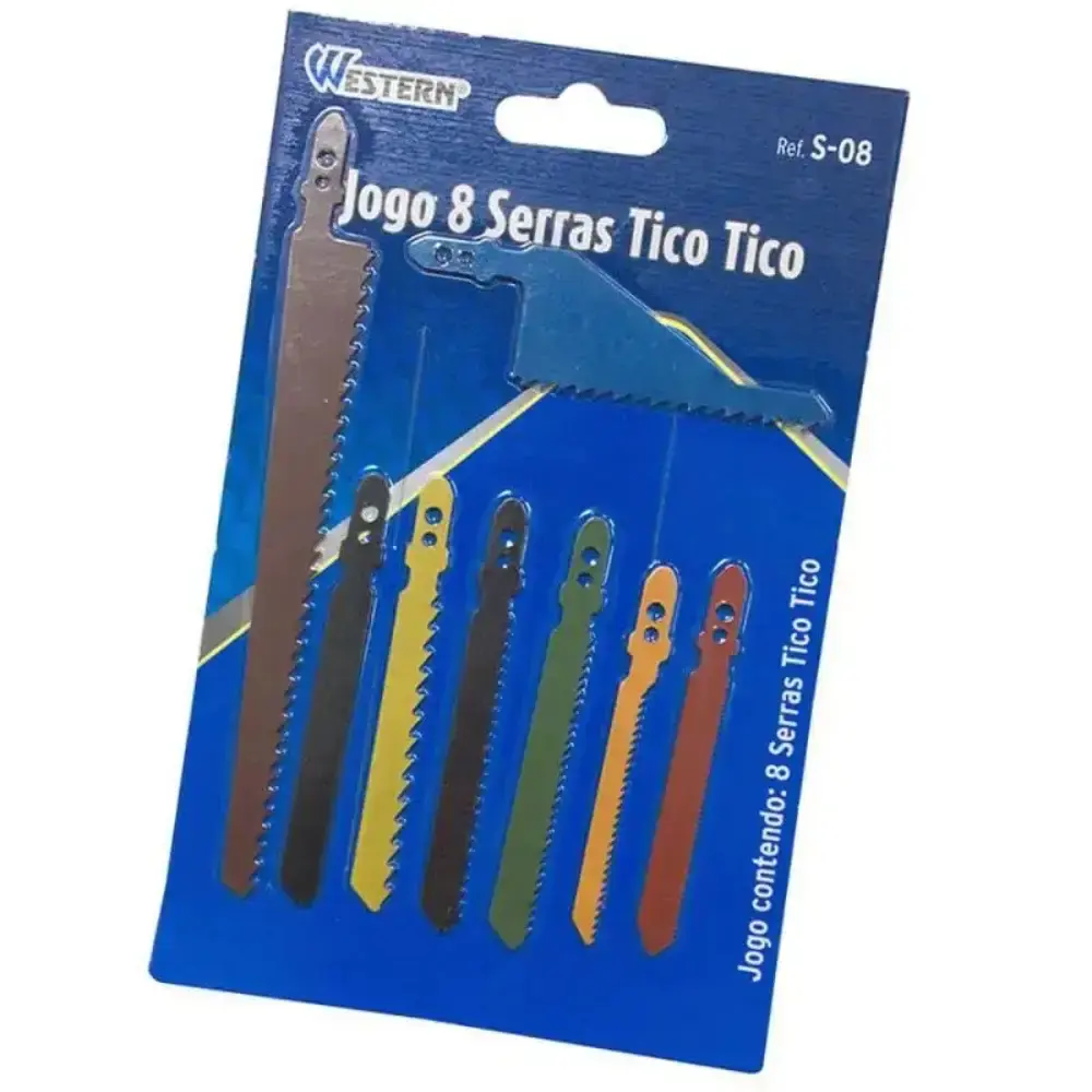 Jogo de serras tico-tico para madeira e metal kit 8 peças S-8 Western — fotografia 3