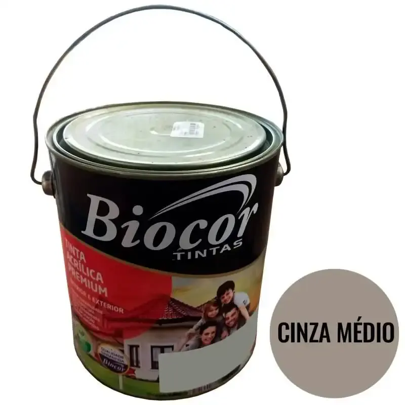 Tinta acrílica premium parede e piso cinza médio lata 3.6L biocor — fotografia de referência
