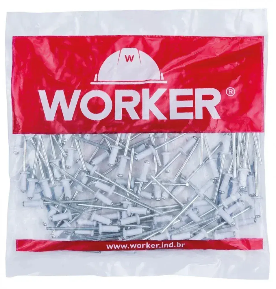 Rebite de repuxo alumínio 3,2X8MM 100 peç branco Worker — fotografia 3