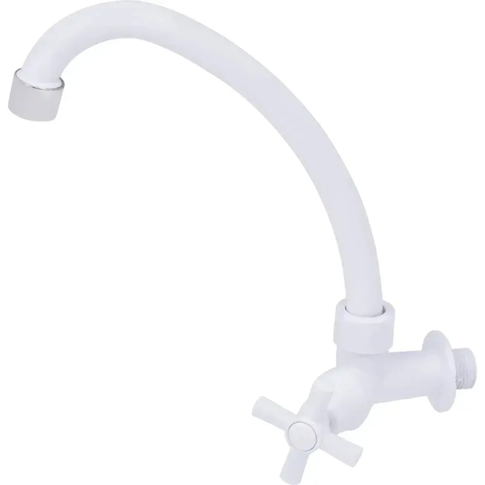 Torneira de parede com bica móvel 1/4 abs branco C66 Liege — fotografia 6