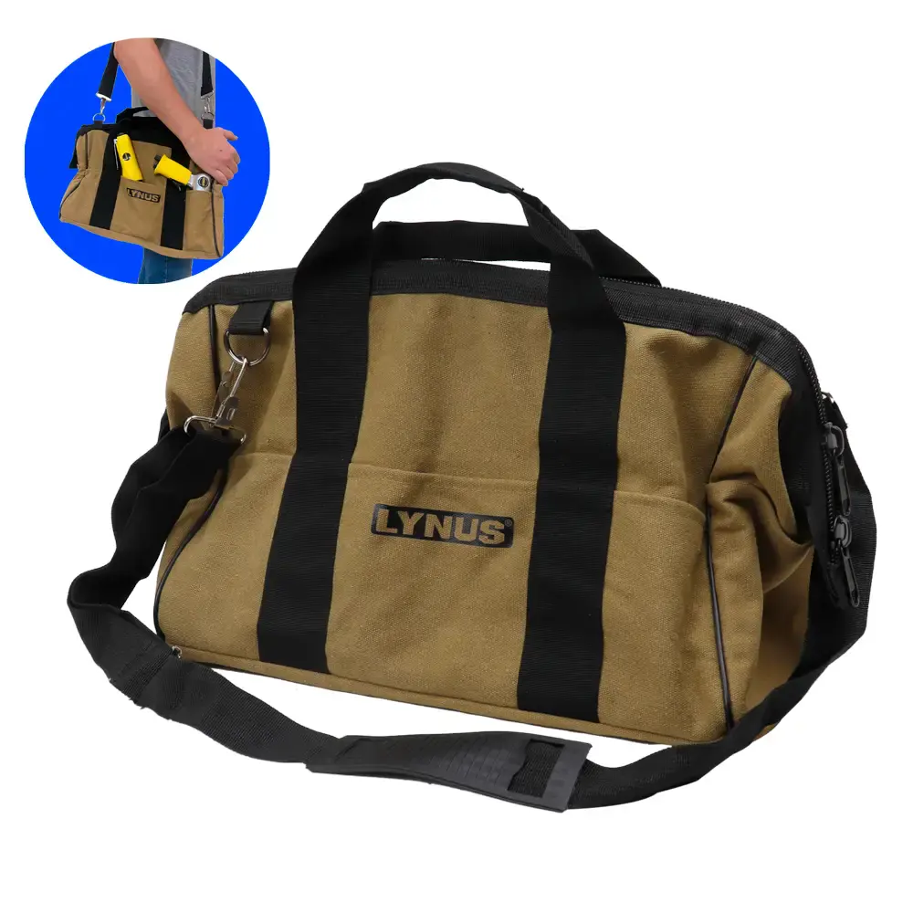 Bolsa em lona para ferramentas 15 POL com 8 bolsos BFL-40 Lynus — fotografia de referência
