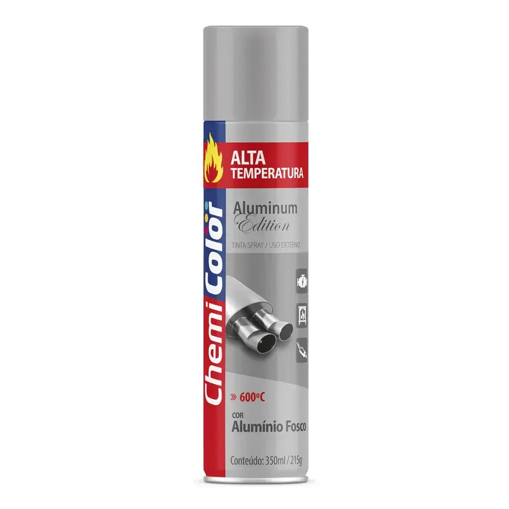 Tinta spray alta temperatura 315ML/215G alumínio Chemicolor — fotografia 2