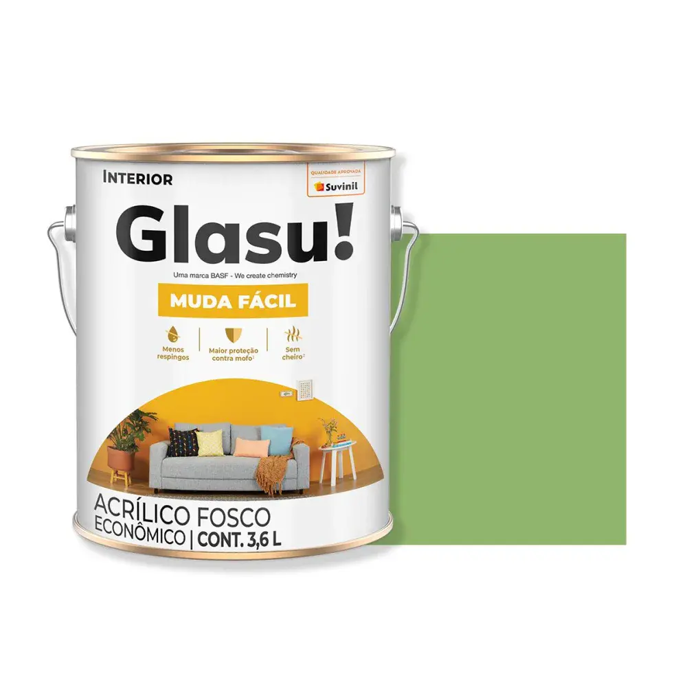 Tinta acrílica muda fácil fosco trevo da sorte 3,6L glasu Suvinil Glasu!